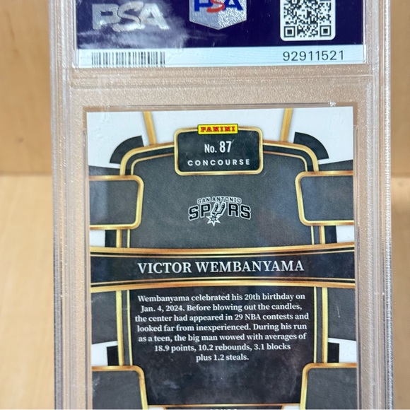 2023-24 Select Victor Wembanyama Concourse Blue Prizm Rookie RC #87 PSA 10-Read - Picture 7 of 10